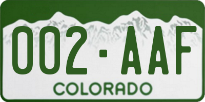 CO license plate 002AAF