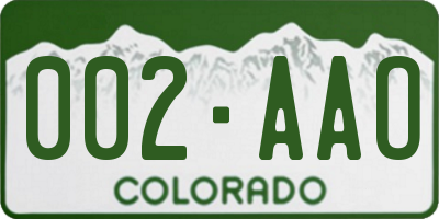 CO license plate 002AAO