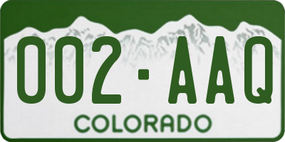 CO license plate 002AAQ