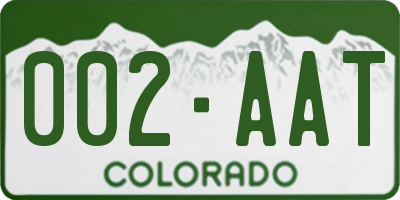 CO license plate 002AAT