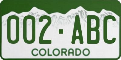 CO license plate 002ABC