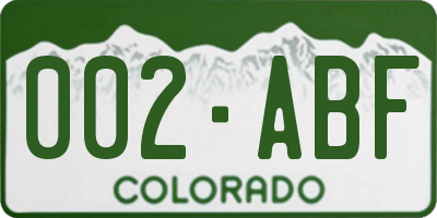 CO license plate 002ABF