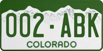 CO license plate 002ABK