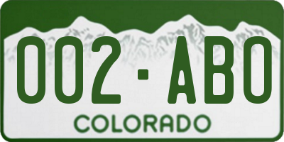 CO license plate 002ABO