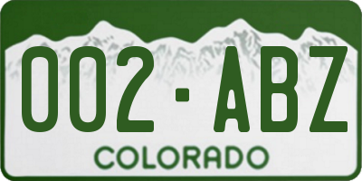 CO license plate 002ABZ