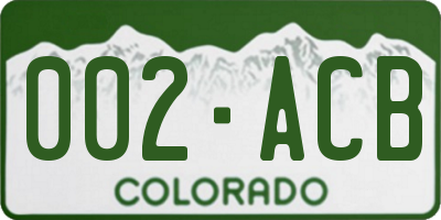 CO license plate 002ACB