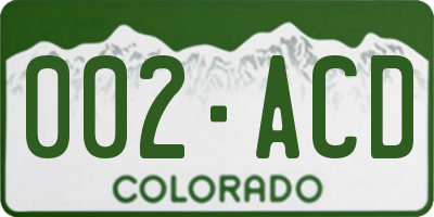 CO license plate 002ACD