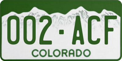CO license plate 002ACF