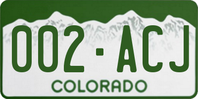 CO license plate 002ACJ