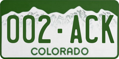 CO license plate 002ACK