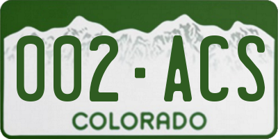 CO license plate 002ACS