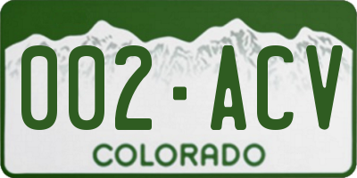CO license plate 002ACV