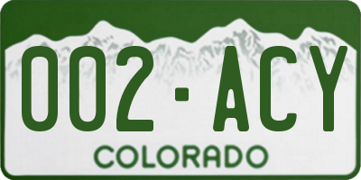 CO license plate 002ACY