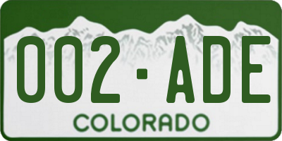 CO license plate 002ADE