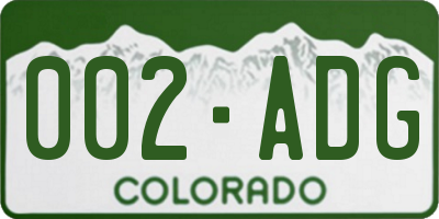 CO license plate 002ADG
