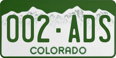 CO license plate 002ADS