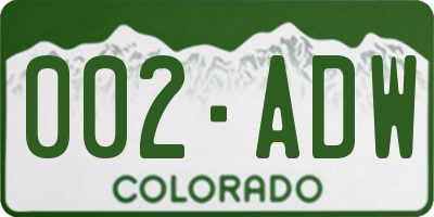 CO license plate 002ADW