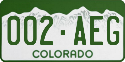 CO license plate 002AEG