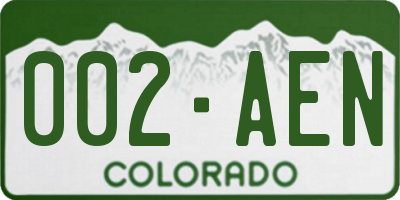 CO license plate 002AEN