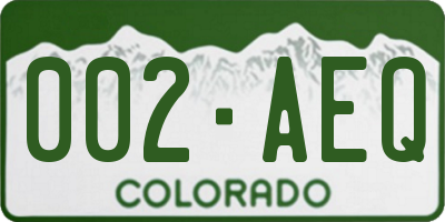 CO license plate 002AEQ