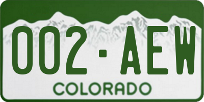 CO license plate 002AEW
