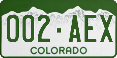 CO license plate 002AEX