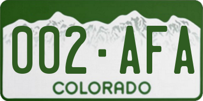 CO license plate 002AFA