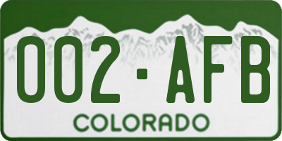 CO license plate 002AFB