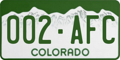 CO license plate 002AFC