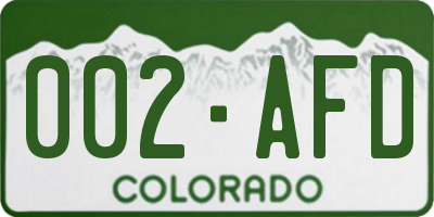 CO license plate 002AFD