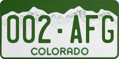 CO license plate 002AFG