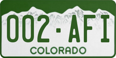 CO license plate 002AFI