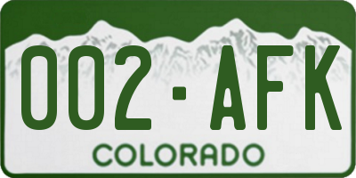 CO license plate 002AFK