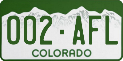 CO license plate 002AFL