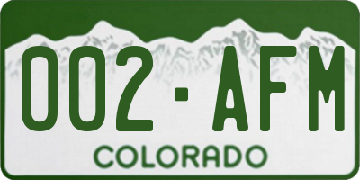 CO license plate 002AFM