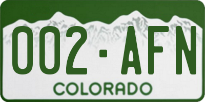 CO license plate 002AFN