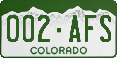CO license plate 002AFS