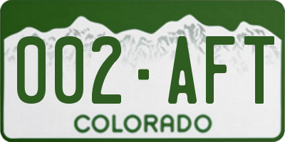 CO license plate 002AFT