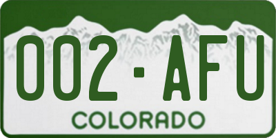 CO license plate 002AFU