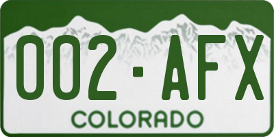 CO license plate 002AFX