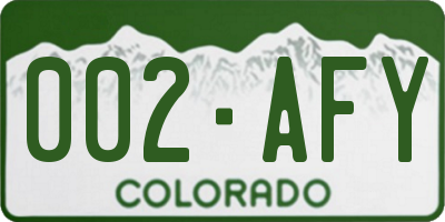 CO license plate 002AFY