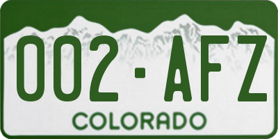 CO license plate 002AFZ