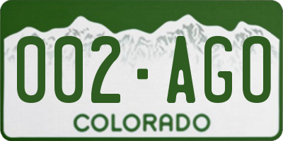 CO license plate 002AGO