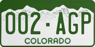 CO license plate 002AGP