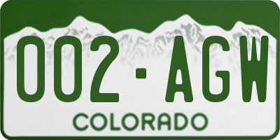 CO license plate 002AGW