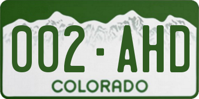 CO license plate 002AHD