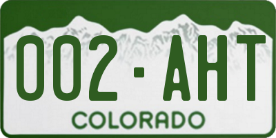 CO license plate 002AHT