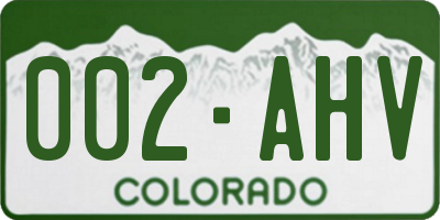 CO license plate 002AHV