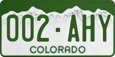 CO license plate 002AHY