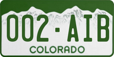 CO license plate 002AIB